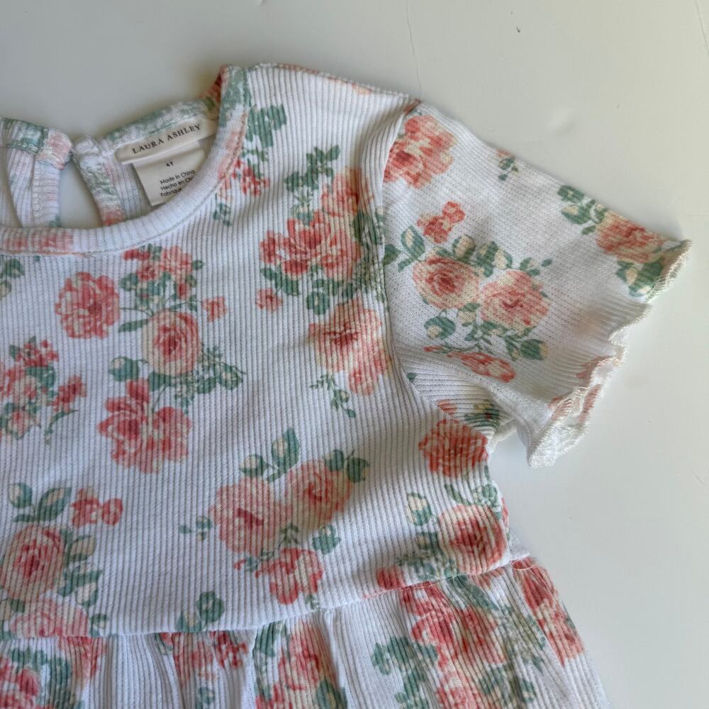 Laura Ashley Girls Ribbed Floral Cotton Dress 4T - Picture 6 of 11